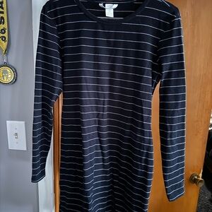 Black and White Striped Long Sleeve Dress